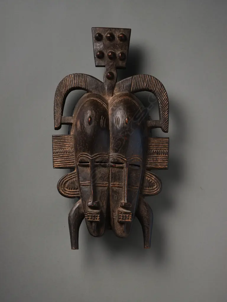 Wooden Senufo Kpelie double mask - Ivory Coast, Image 1++